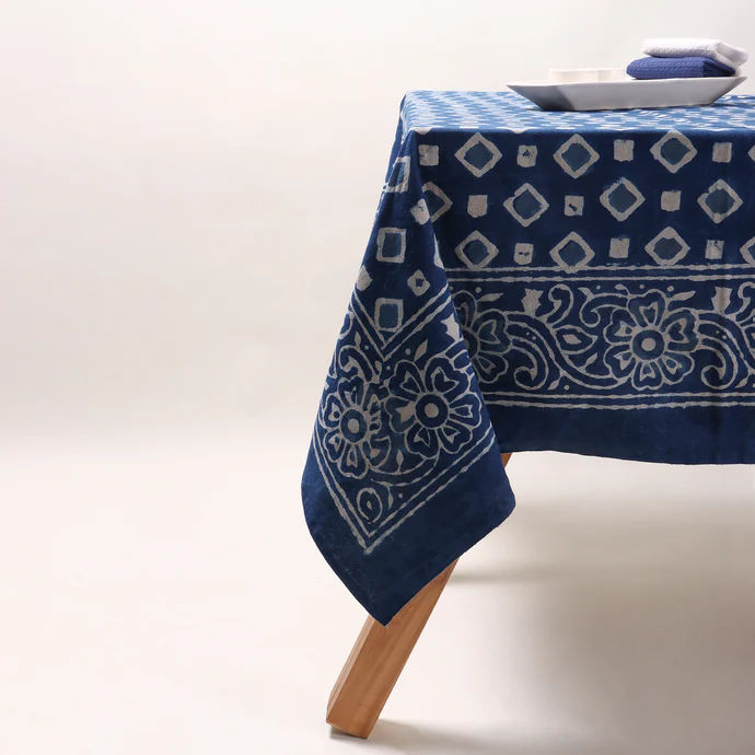 Hand Block Blue Printed Cotton Table Clothes